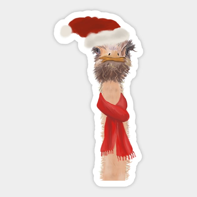 Ostrich Santa Sticker by The Golden Era
